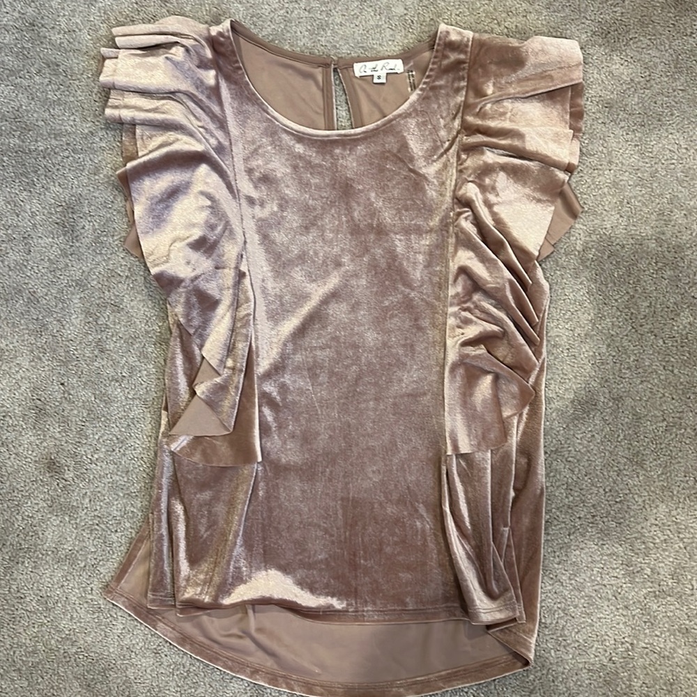 Champagne Velvet Flutter Sleeve